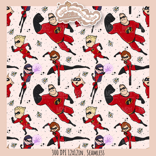 Girly Floral Spex Incredibles Seamless Pattern // PNG • MULTIPLE COLORWAYS