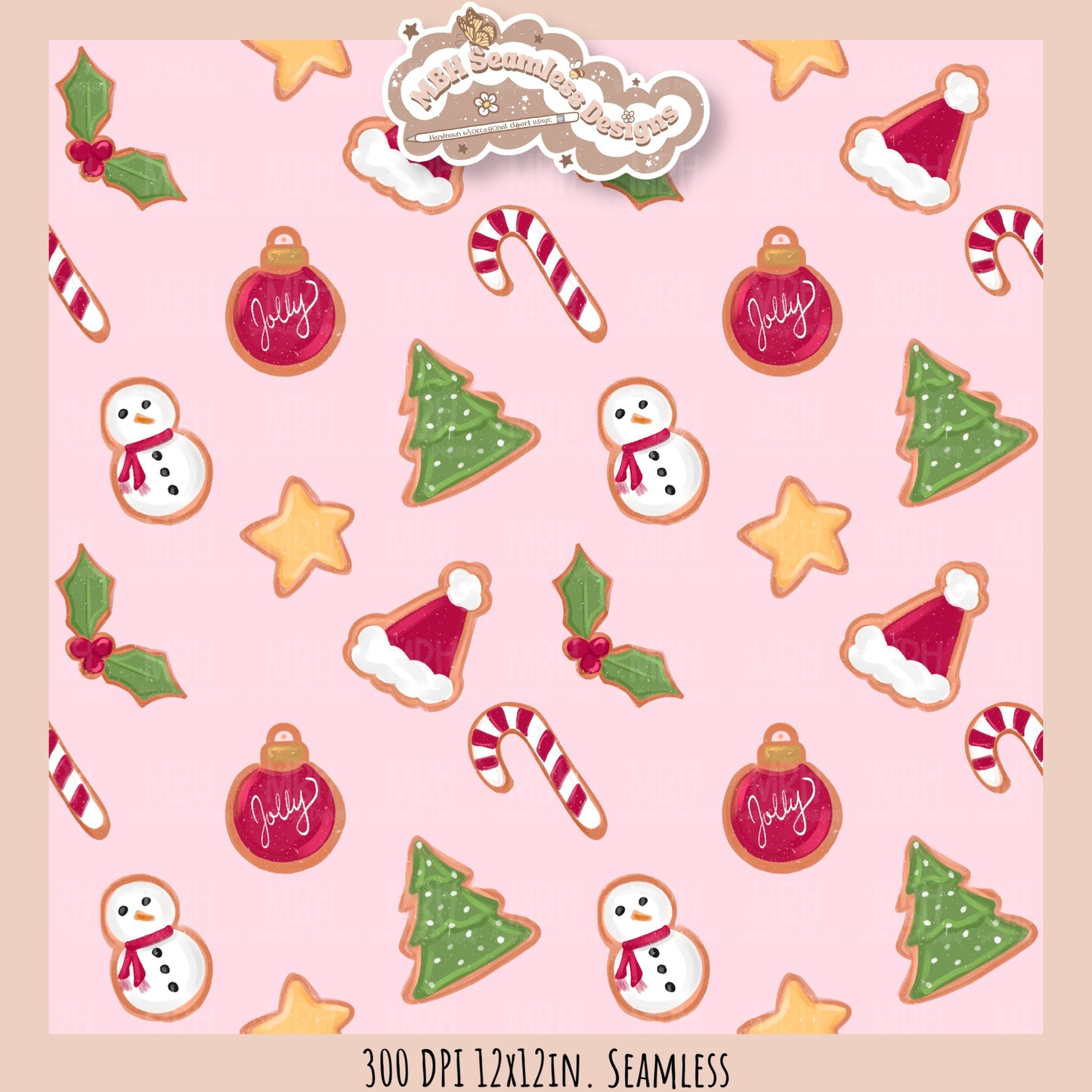 Christmas Cookies Seamless Pattern // Assorted Colorway Options