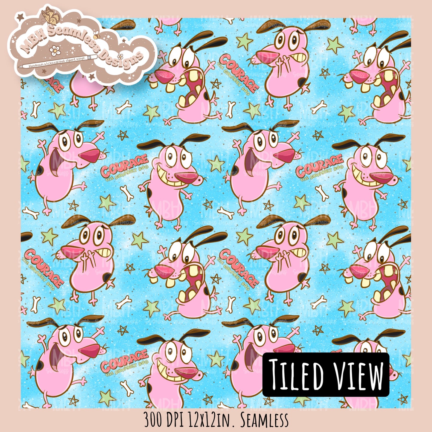 Starry Courage Dog Seamless Pattern // PNG // Assorted Colorway Options