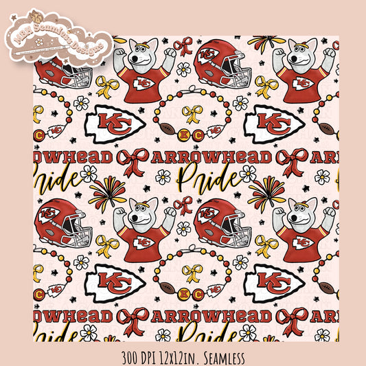 Chiefs x Daisies Football Seamless Pattern // Assorted Colorways