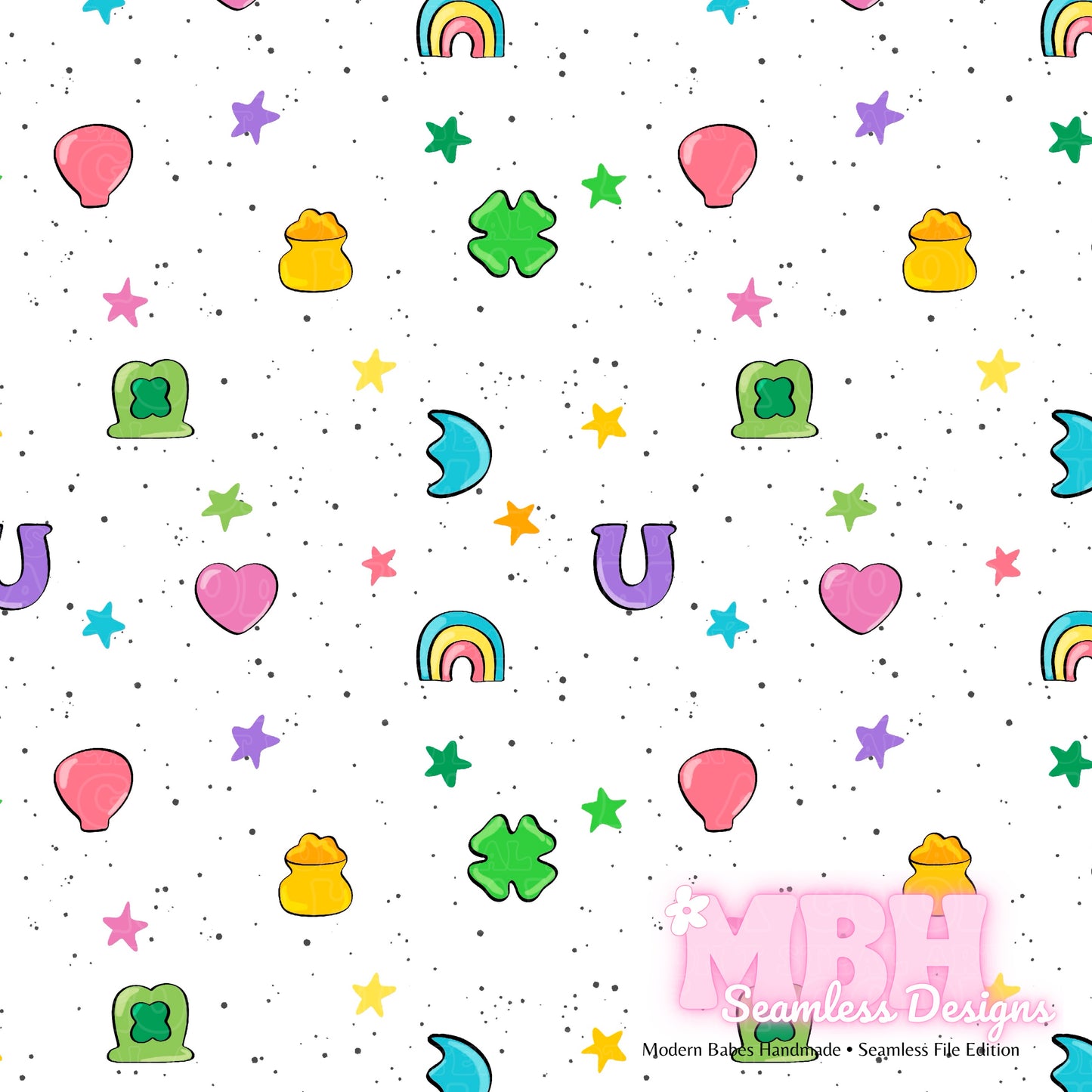 Starry Lucky Charms Assorted Colorways Seamless Pattern