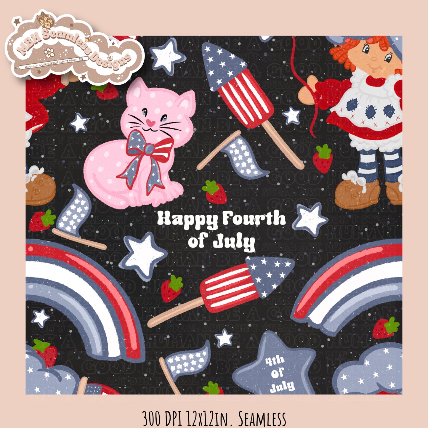 Strawberry Shortcake FOJ Rainbows Seamless Pattern •Multiple Colorways