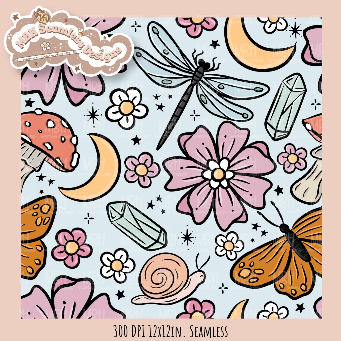 Mystical Floral Seamless Pattern // Multiple Colorways