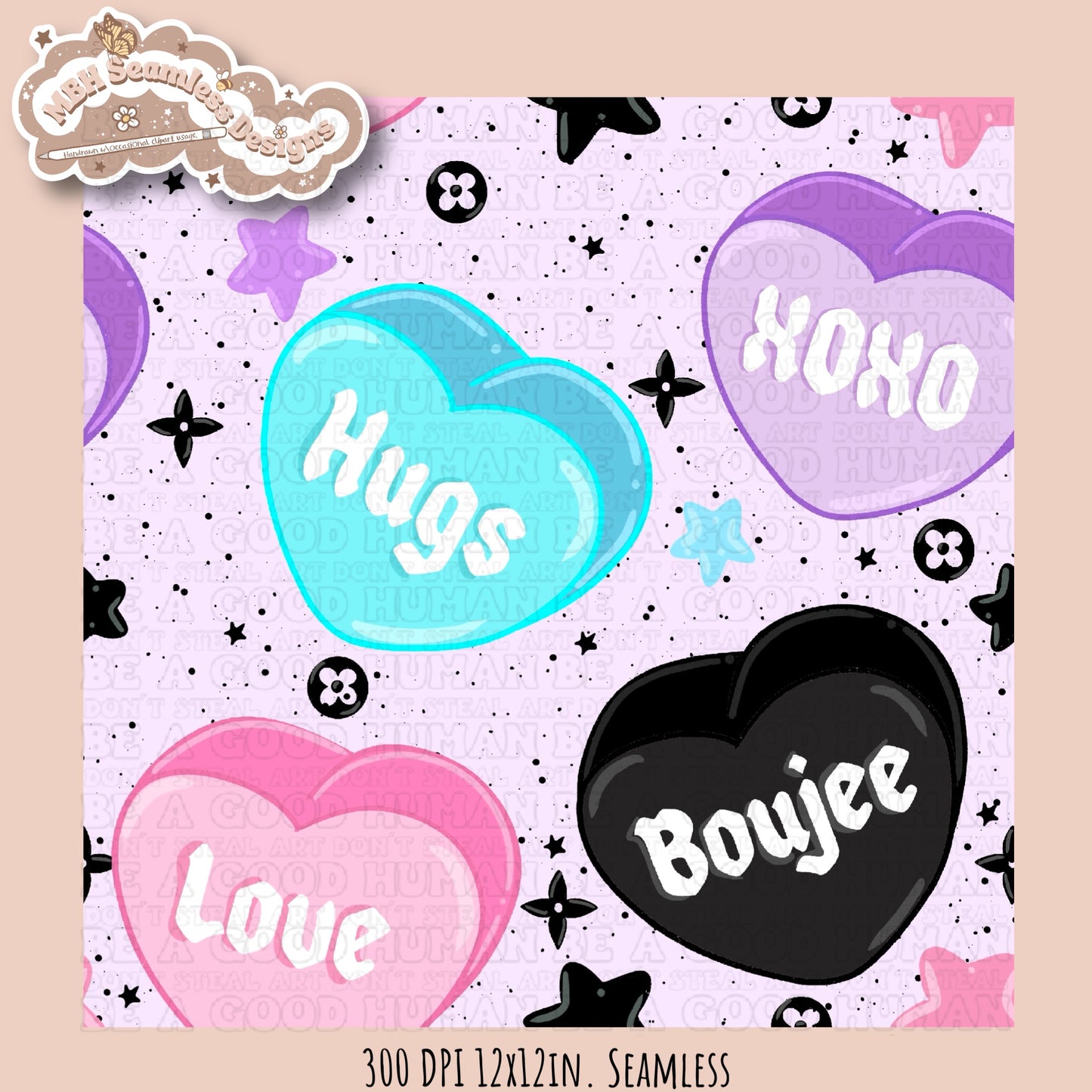 Boujee Convo Hearts Seamless Pattern MULTIPLE COLORWAY OPTIONS