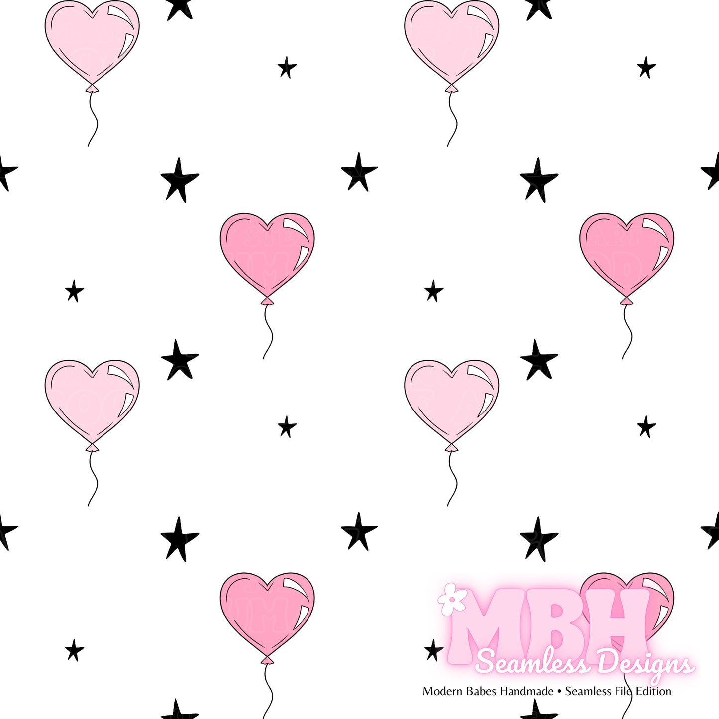 Starry Valentine’s Day Balloon Hearts ASSORTED COLORS Seamless Patterns