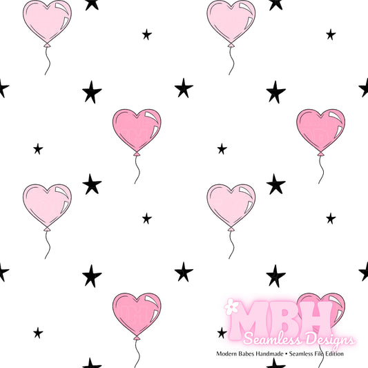 Starry Valentine’s Day Balloon Hearts ASSORTED COLORS Seamless Patterns