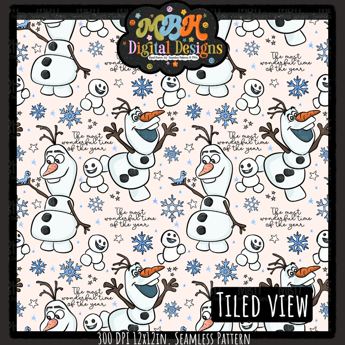 Olaf Seamless Pattern // PNG // Assorted Colorways