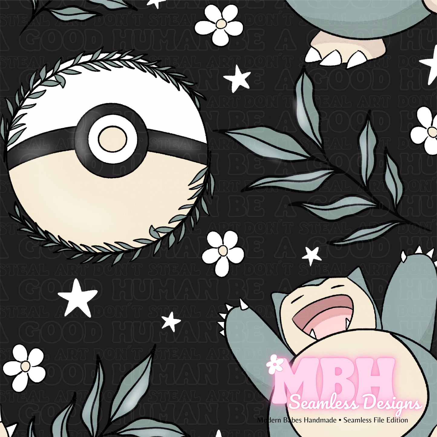 LIMITED Snorlax Floral Seamless