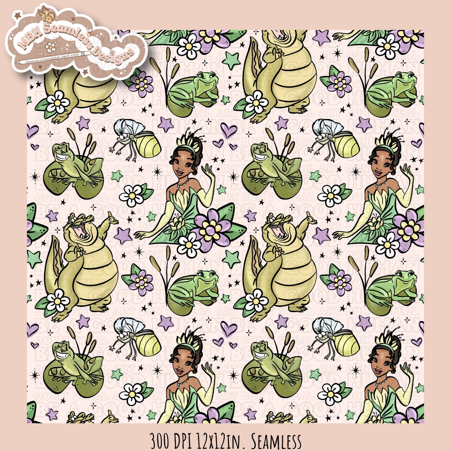 Tiana & Friends Seamless Pattern & PNG