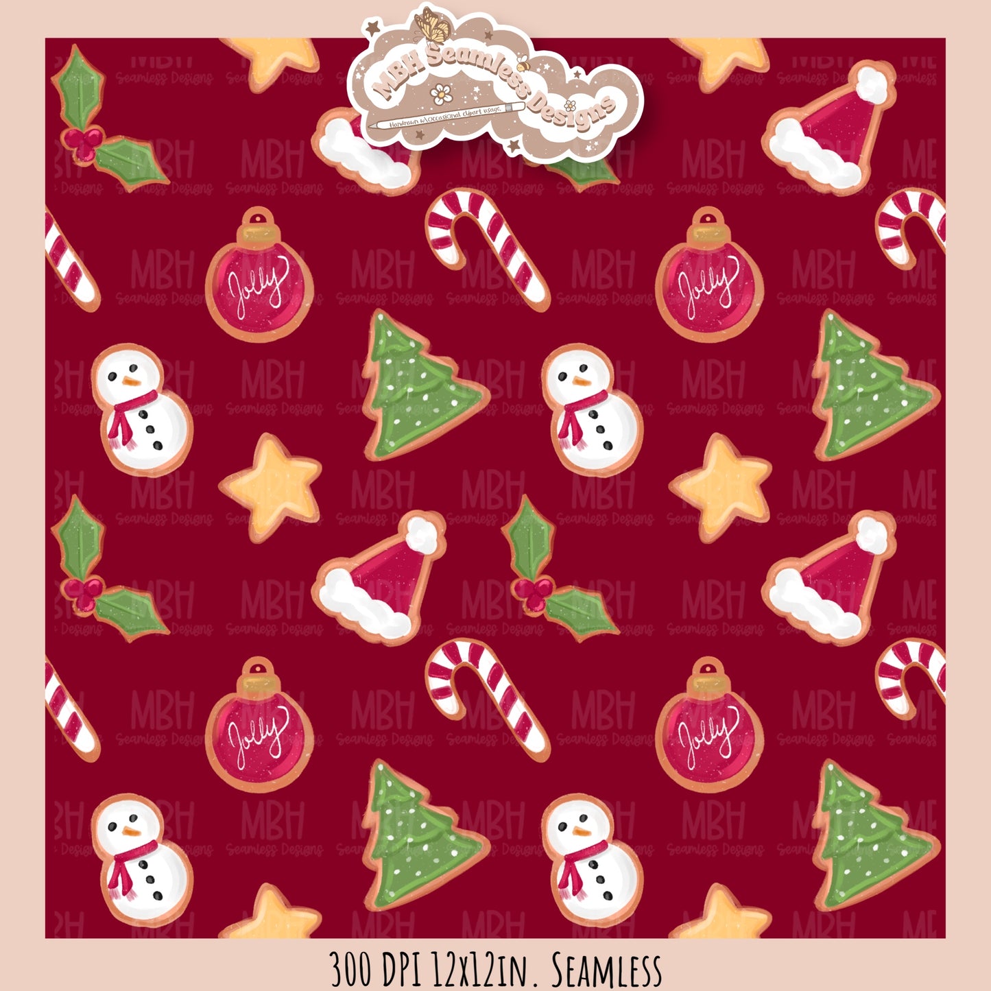 Christmas Cookies Seamless Pattern // Assorted Colorway Options