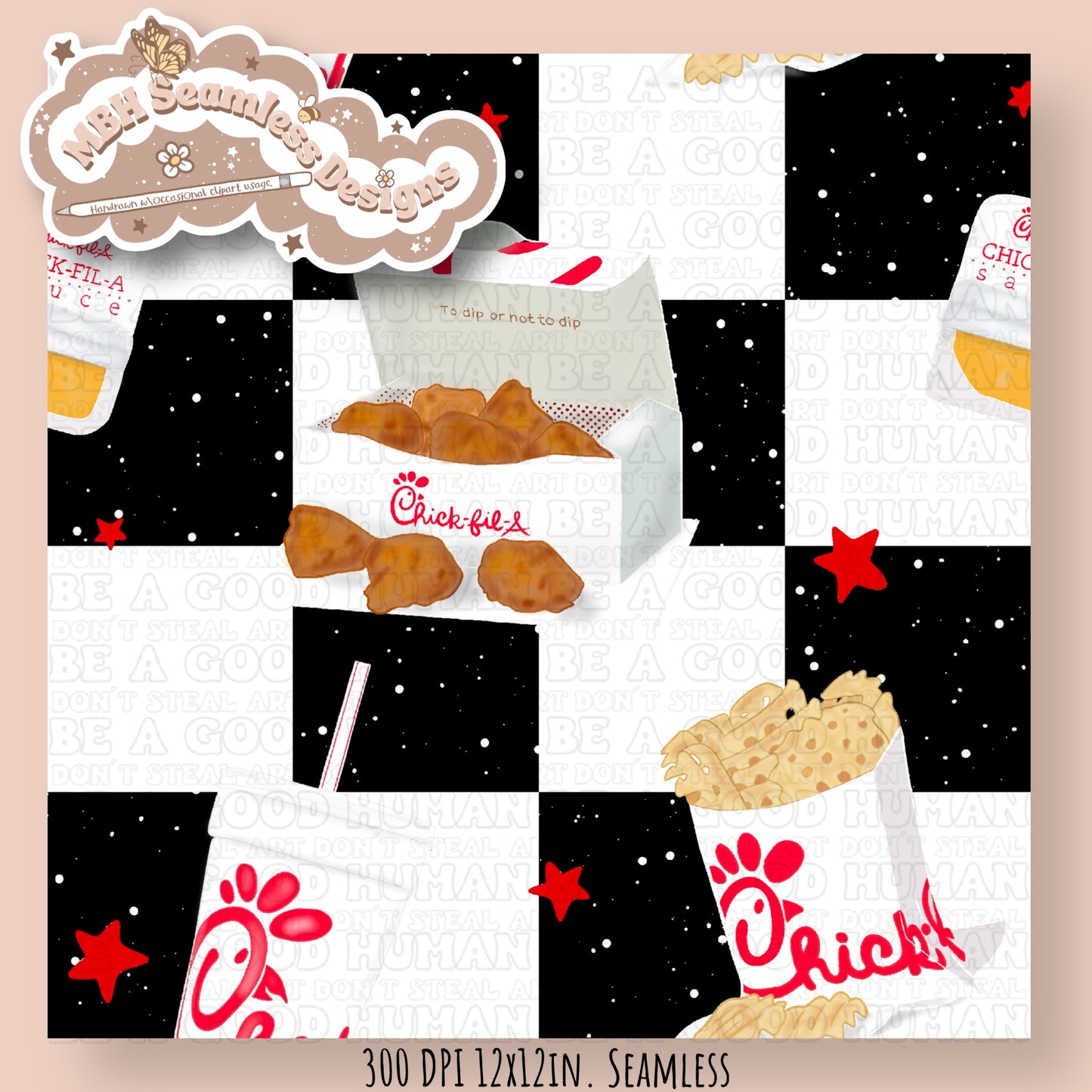 Starry Chic Fil A Seamless Pattern