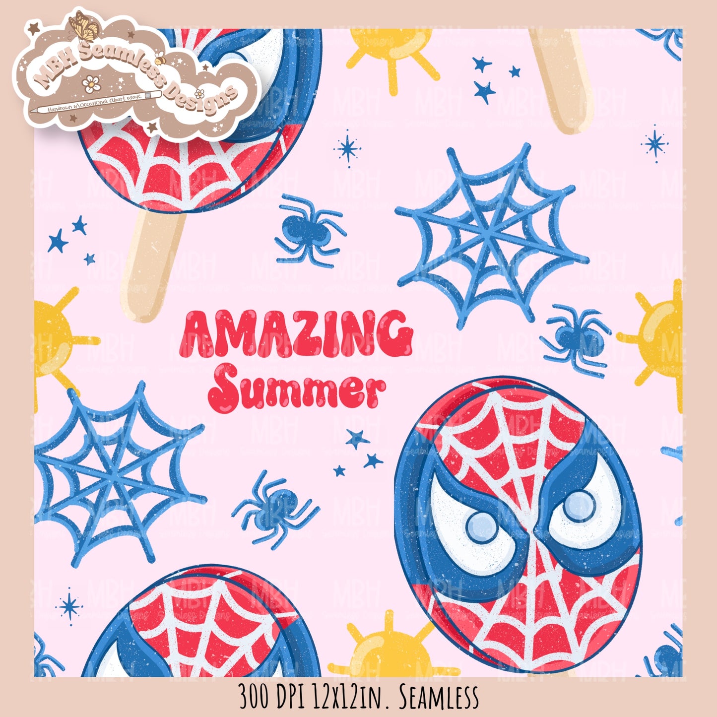 Spider Man Pops Seamless Pattern // Assorted Colorway Options