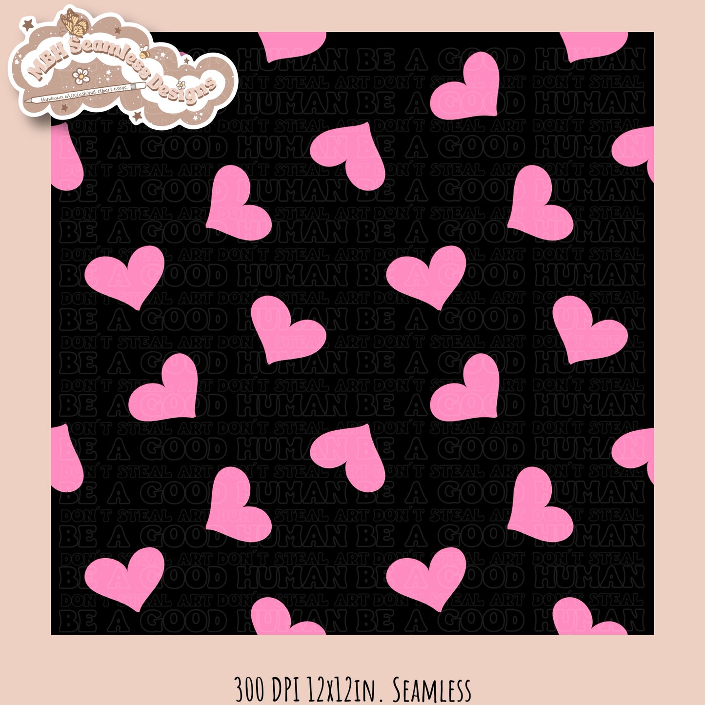 Pink Scattered Hearts Seamless Pattern MULTIPLE COLORWAYS