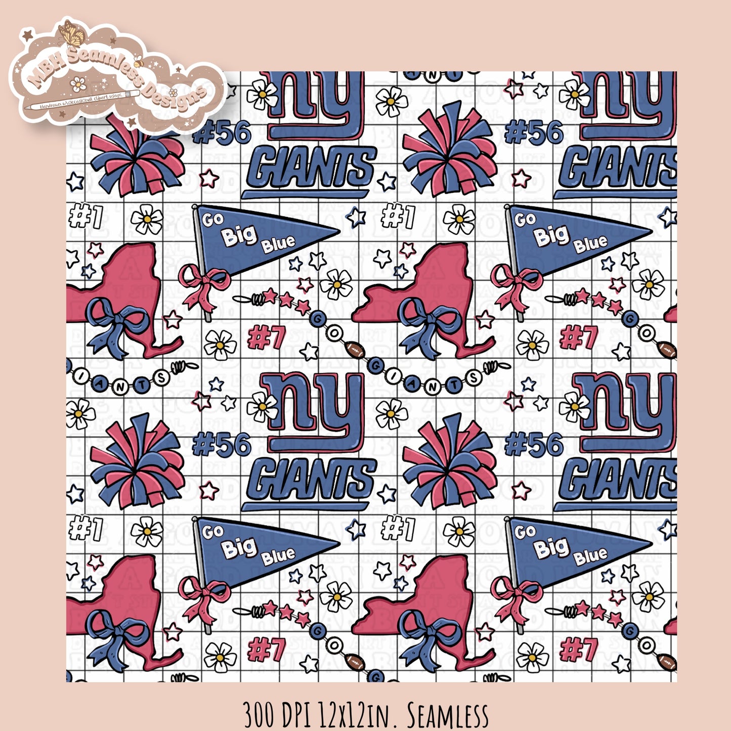 Giants x Daisies Football Seamless Pattern // Assorted Colorways
