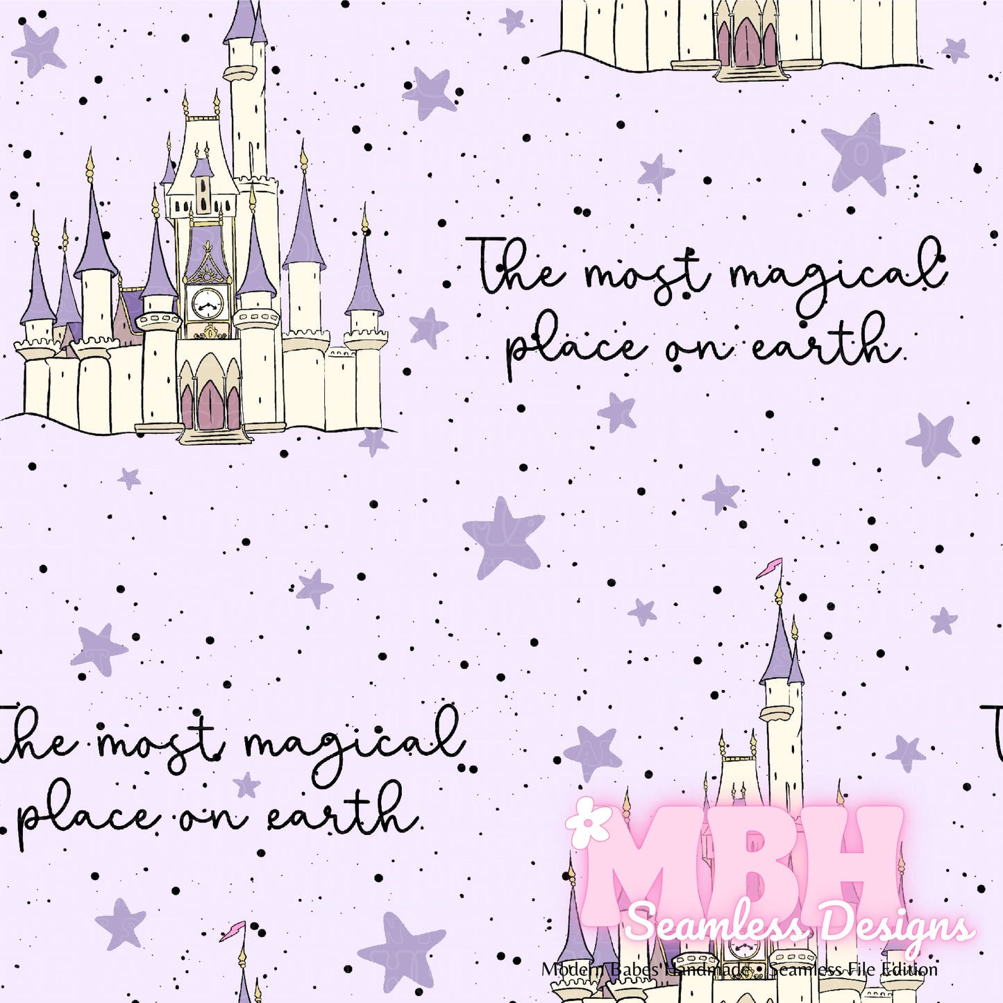 Starry Magical Castle Seamless Pattern MULTIPLE COLORWAYS