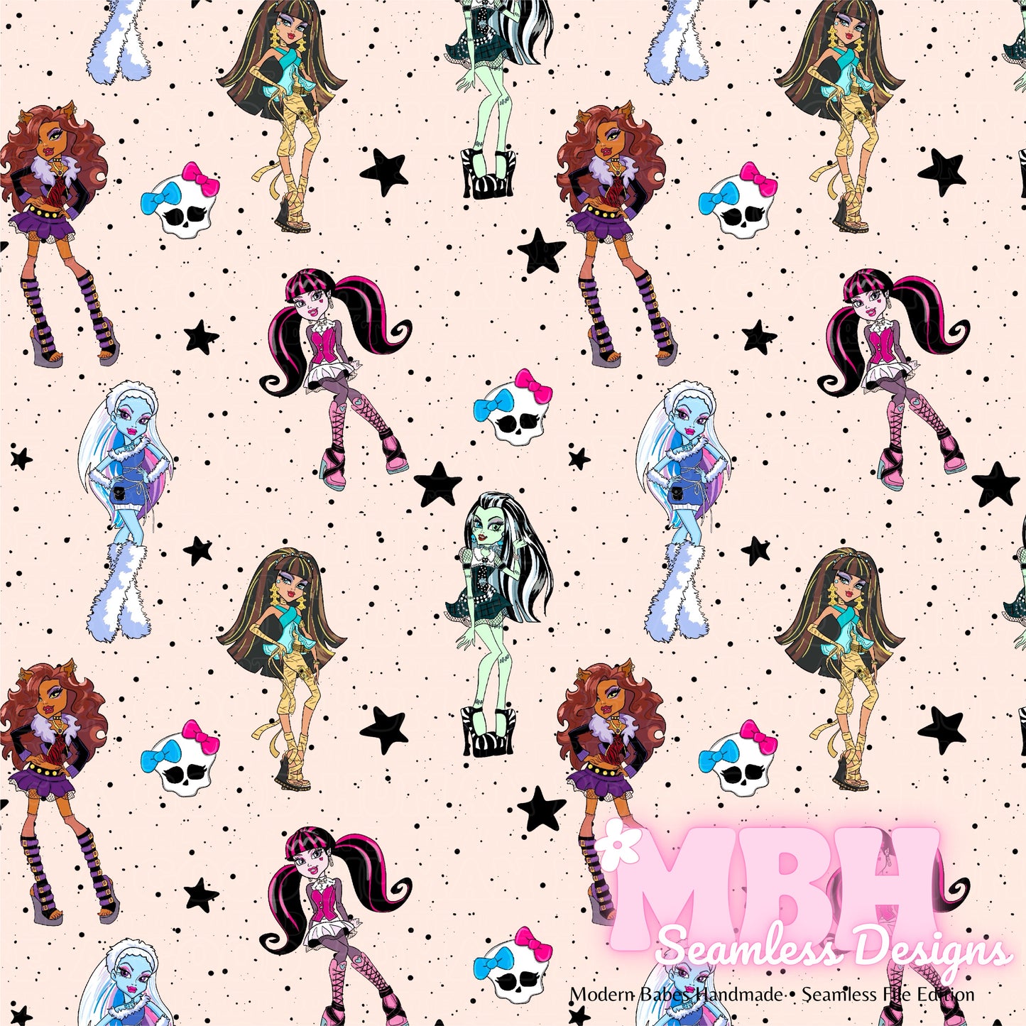 Monster High Seamless Pattern MULTIPLE COLORWAYS