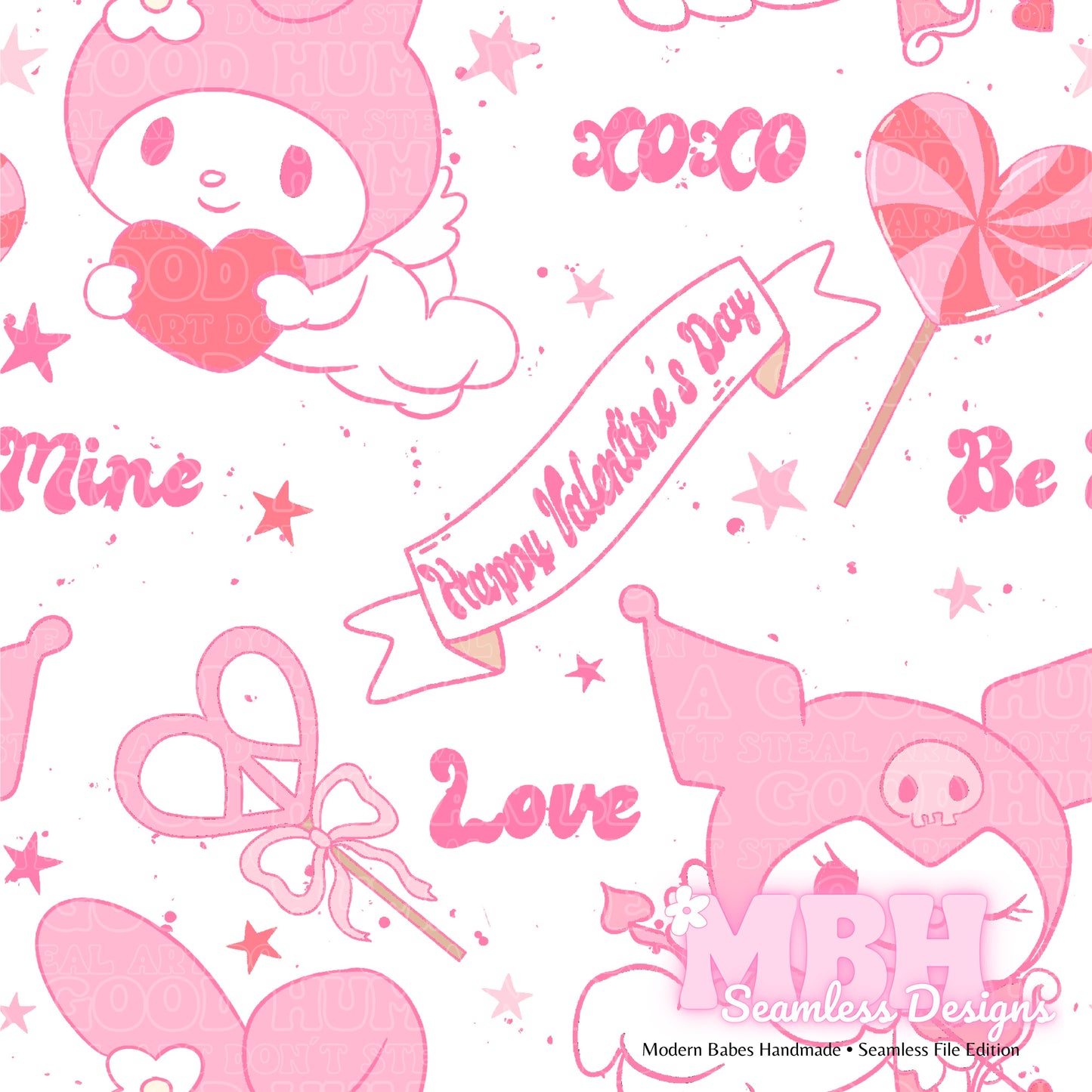 My Melody Kuromi Valentine’s Day Seamless Pattern