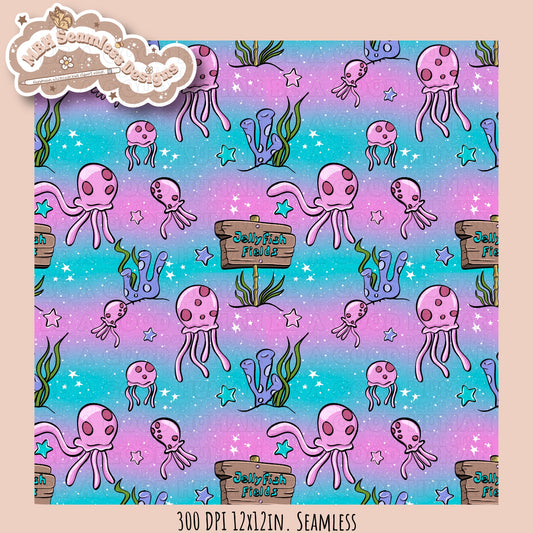 Jellyfish Fields Seamless Pattern MULTIPLE COLORWAYS