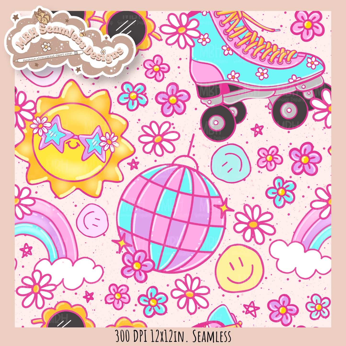 Groovy Summer Seamless Pattern //  MULTIPLE COLORWAYS
