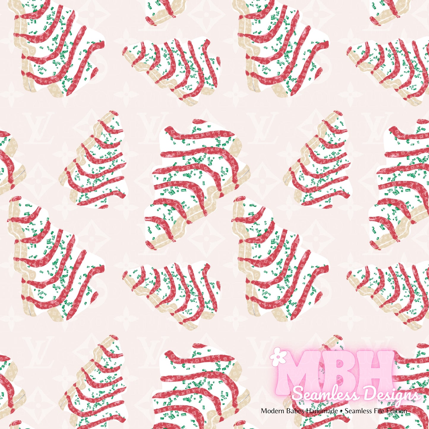 Boujee Christmas Tree Cakes Seamless Pattern