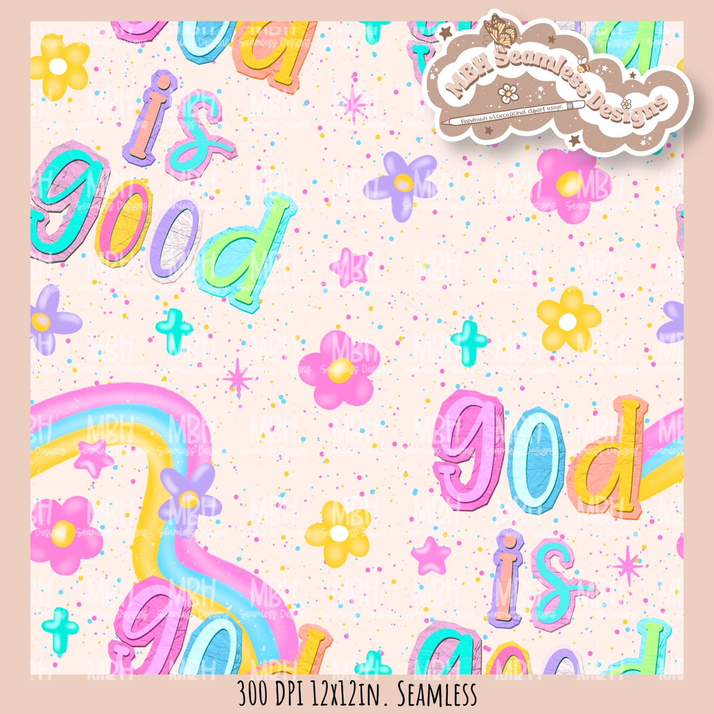 Groovy God Is Good Seamless Pattern // SUB PNG // Multiple Colorway Options