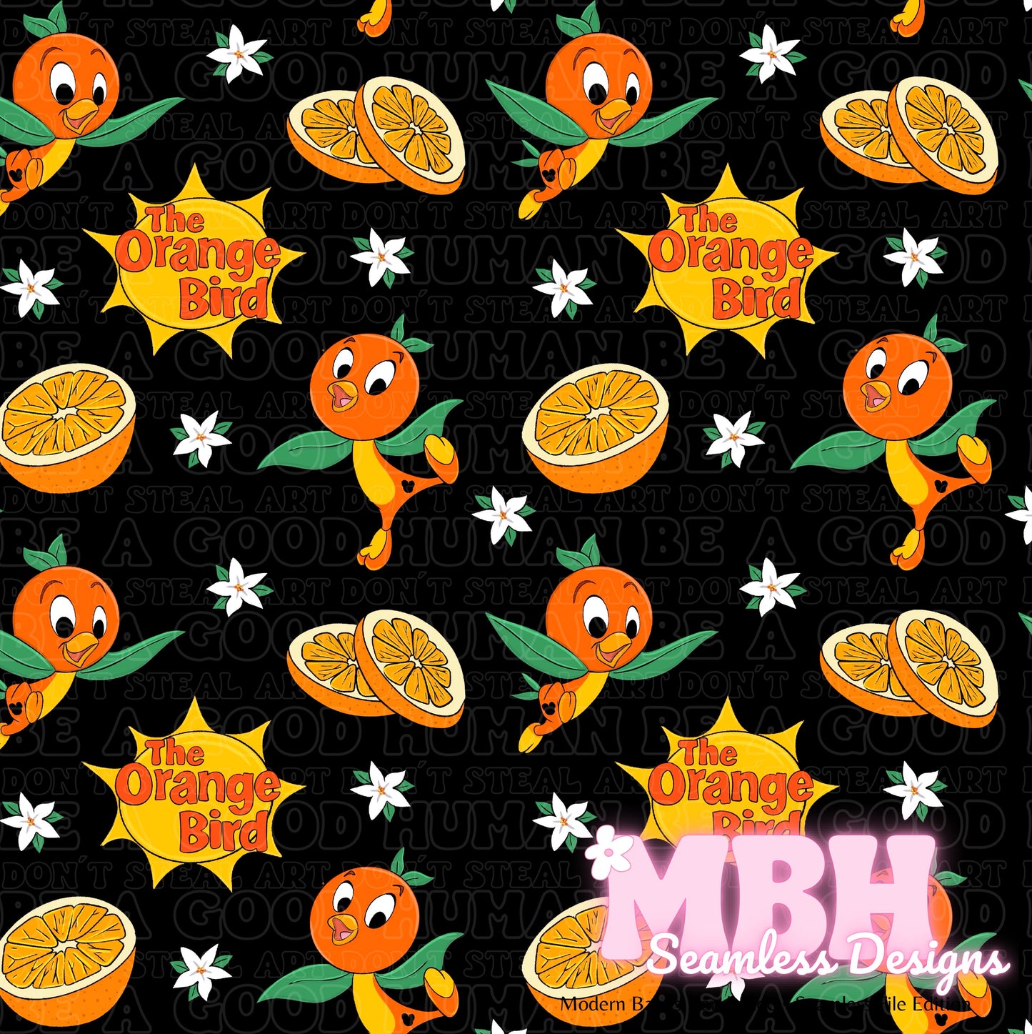 The Orange Bird Seamless Pattern & PNG MULTIPLE COLORWAYS