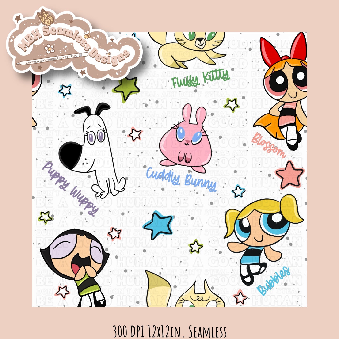 PPG Fluffy Bunch Seamless Pattern MULTIPLE COLORWAYS