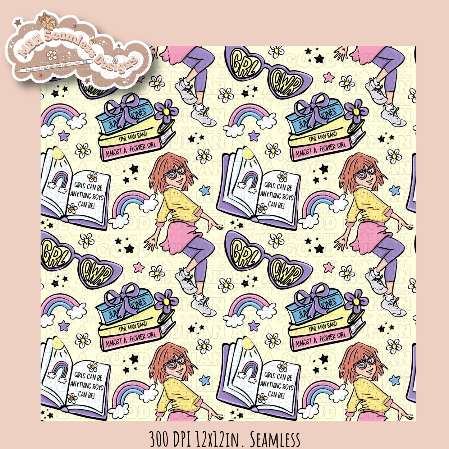 Junie B Seamless Pattern // PNG //Multiple Colorway Options
