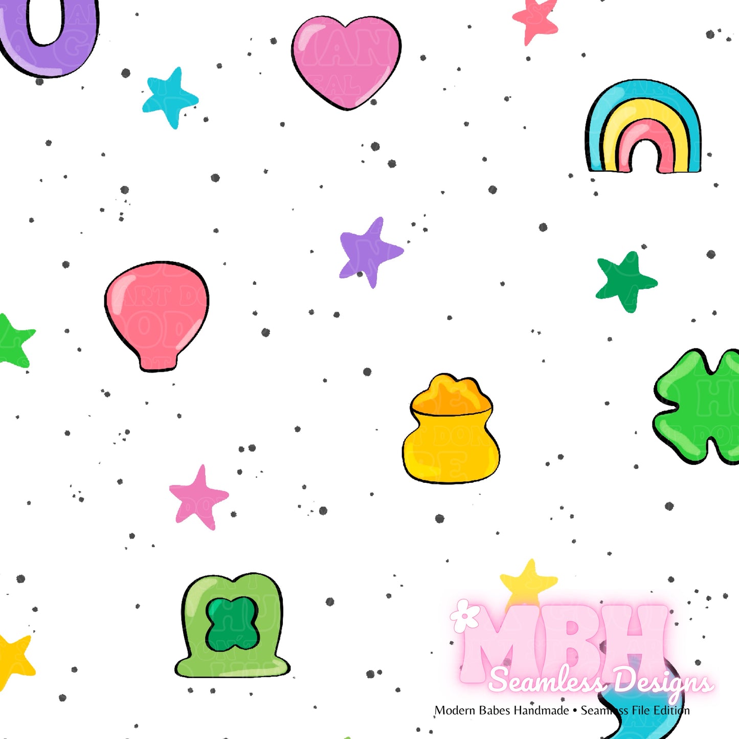 Starry Lucky Charms Assorted Colorways Seamless Pattern