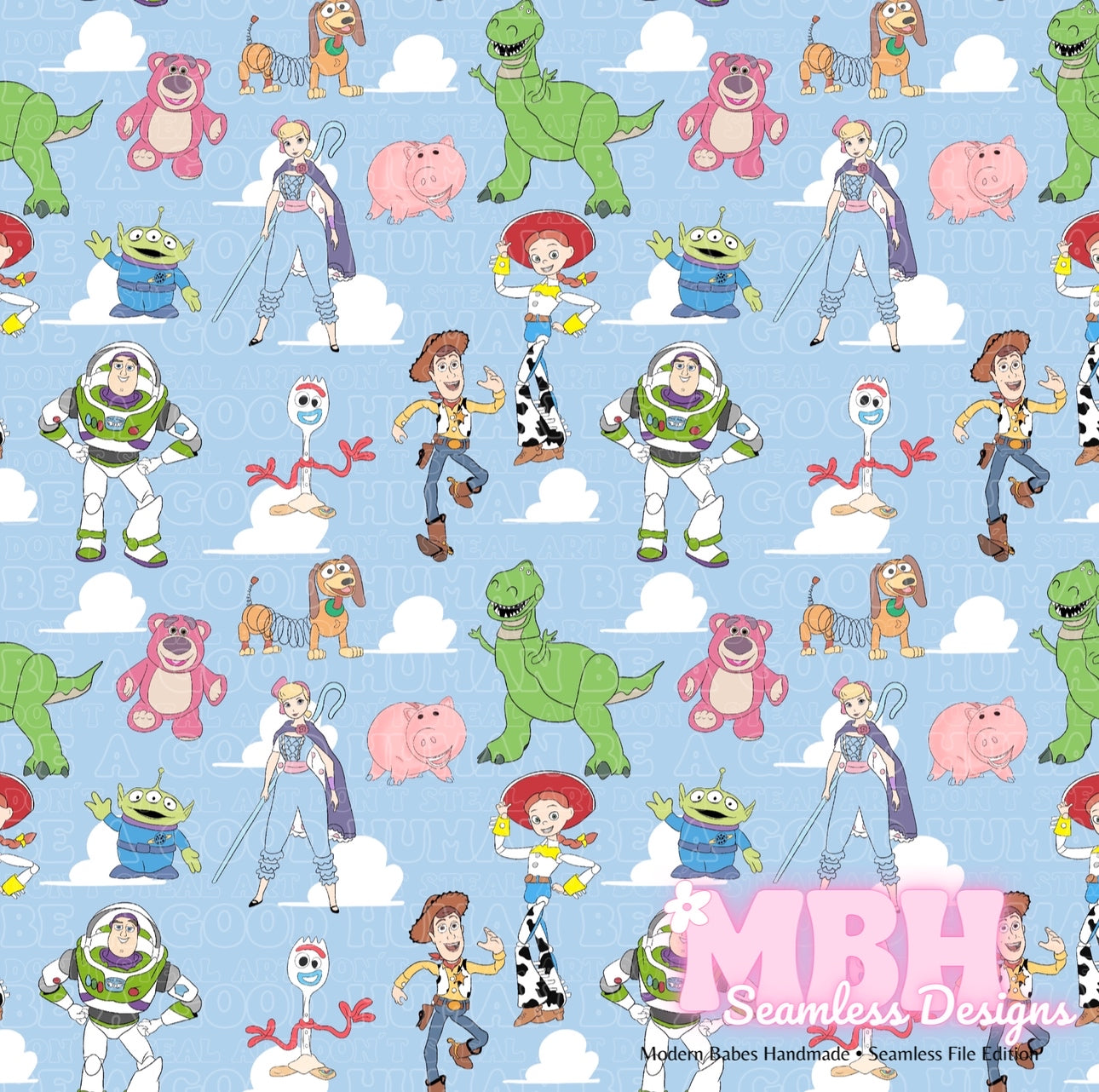 Toy Story Clouds Seamless Pattern