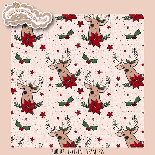 Deer Floral Seamless Pattern MULTIPLE COLORWAY OPTIONS