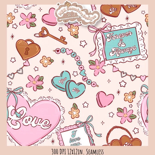 Dainty Floral Valentine’s Day Seamless Pattern // Assorted Colorways