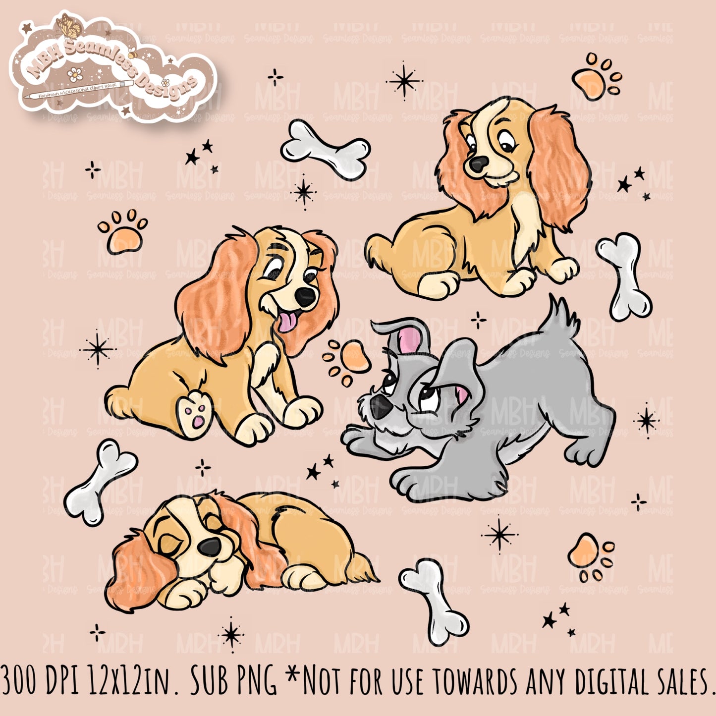 L&T Puppies Seamless Pattern // PNG // Multiple Colorway Options