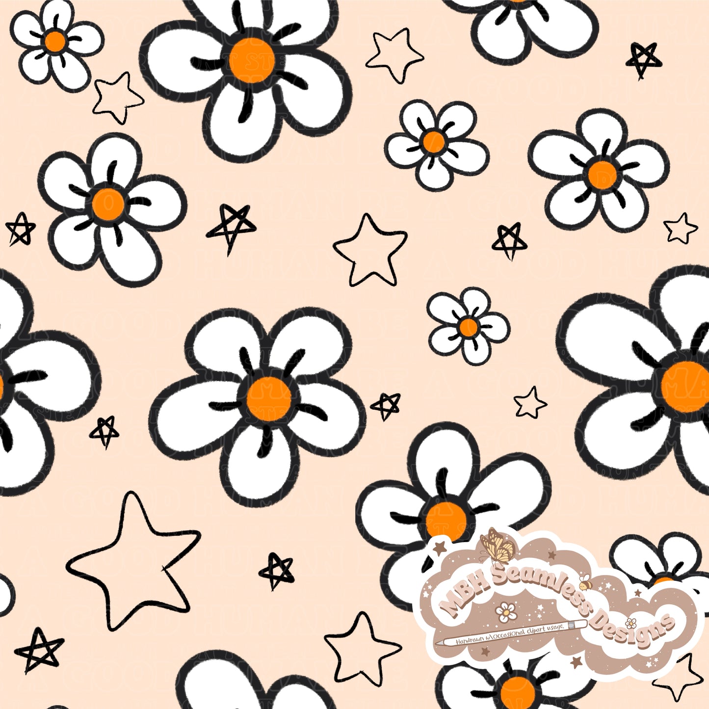 Daisy Stars Seamless Pattern MULTIPLE COLORWAYS