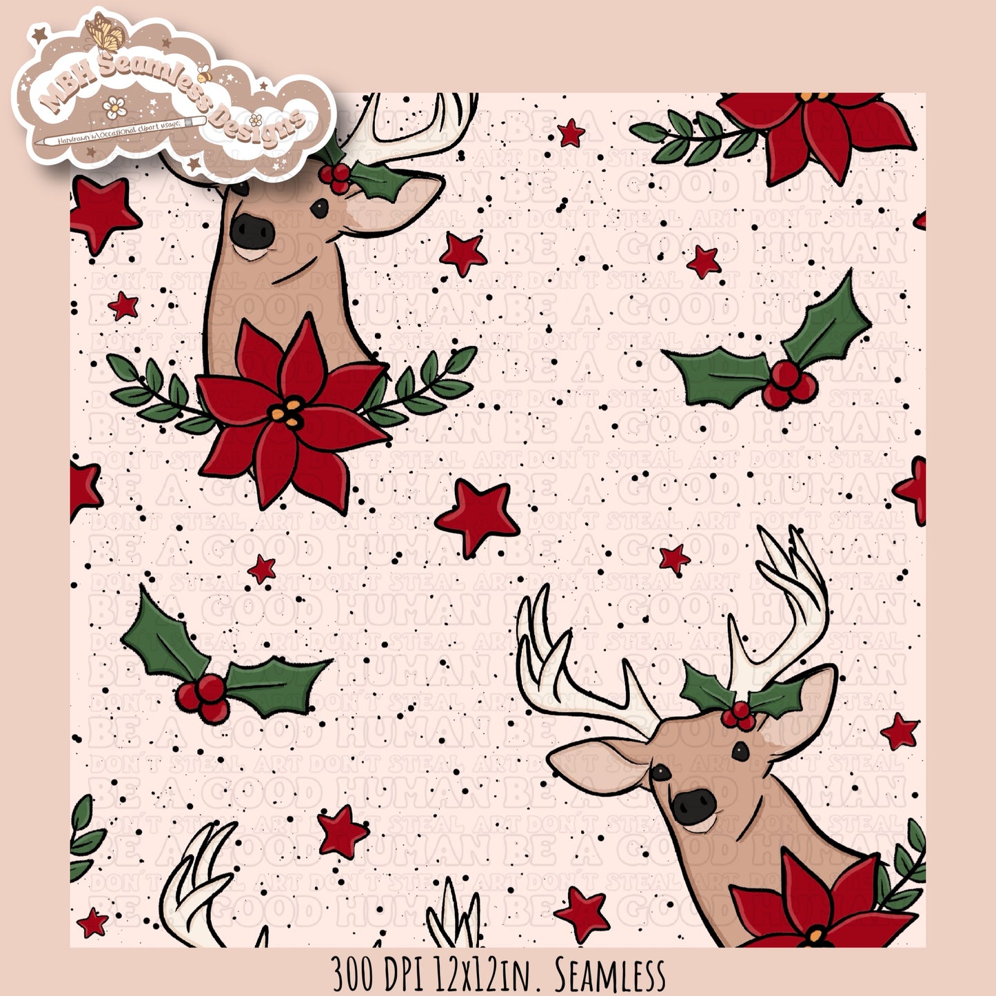 Deer Floral Seamless Pattern MULTIPLE COLORWAY OPTIONS