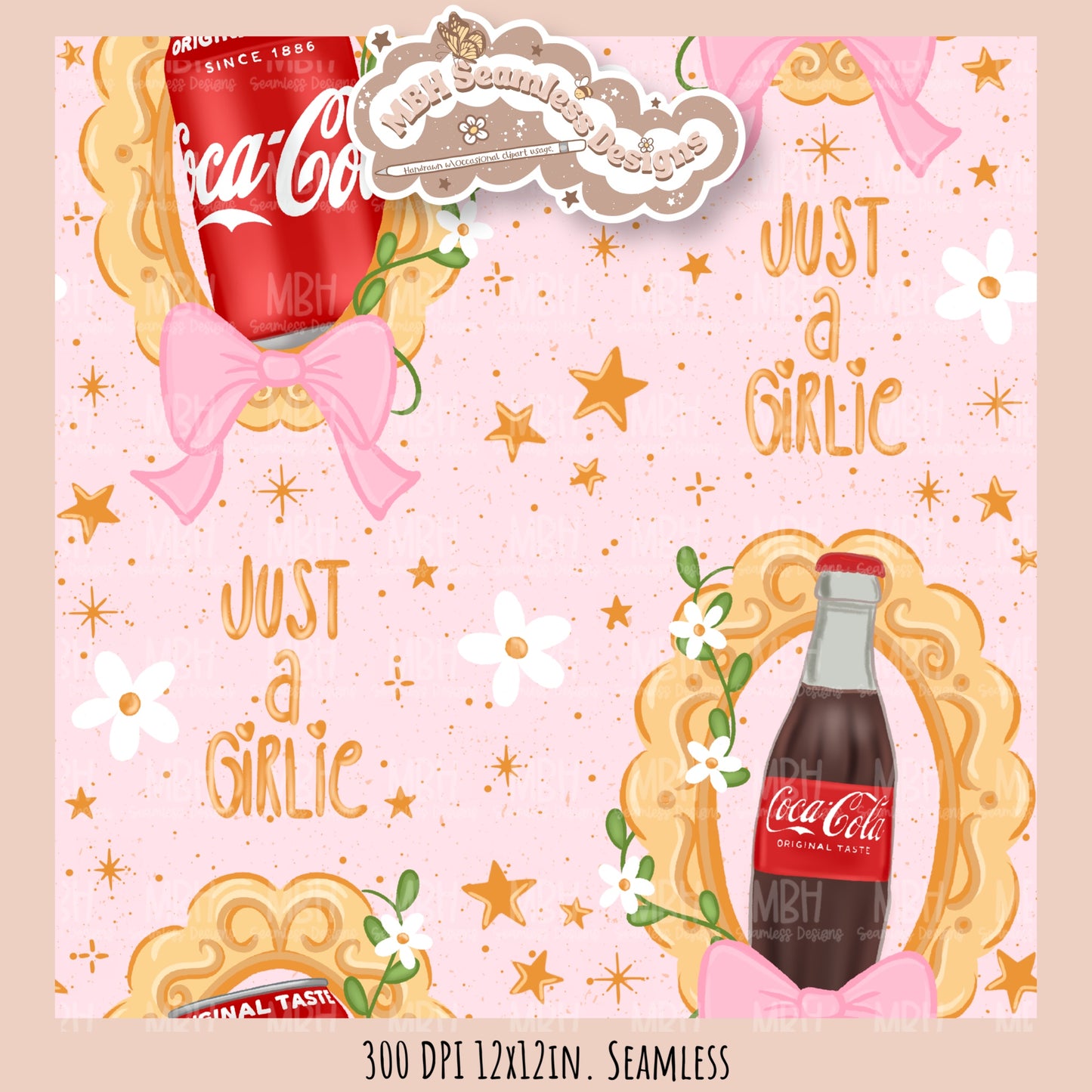 Coquette Cola Frames Seamless Pattern//Multiple Colorway Options