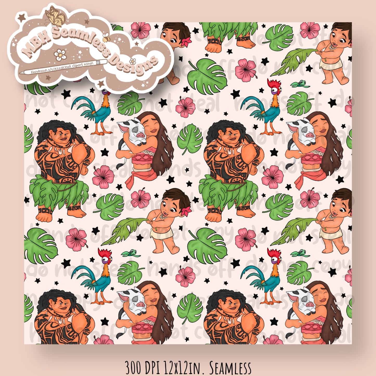 Moana Seamless Pattern MULTIPLE COLORWAYS