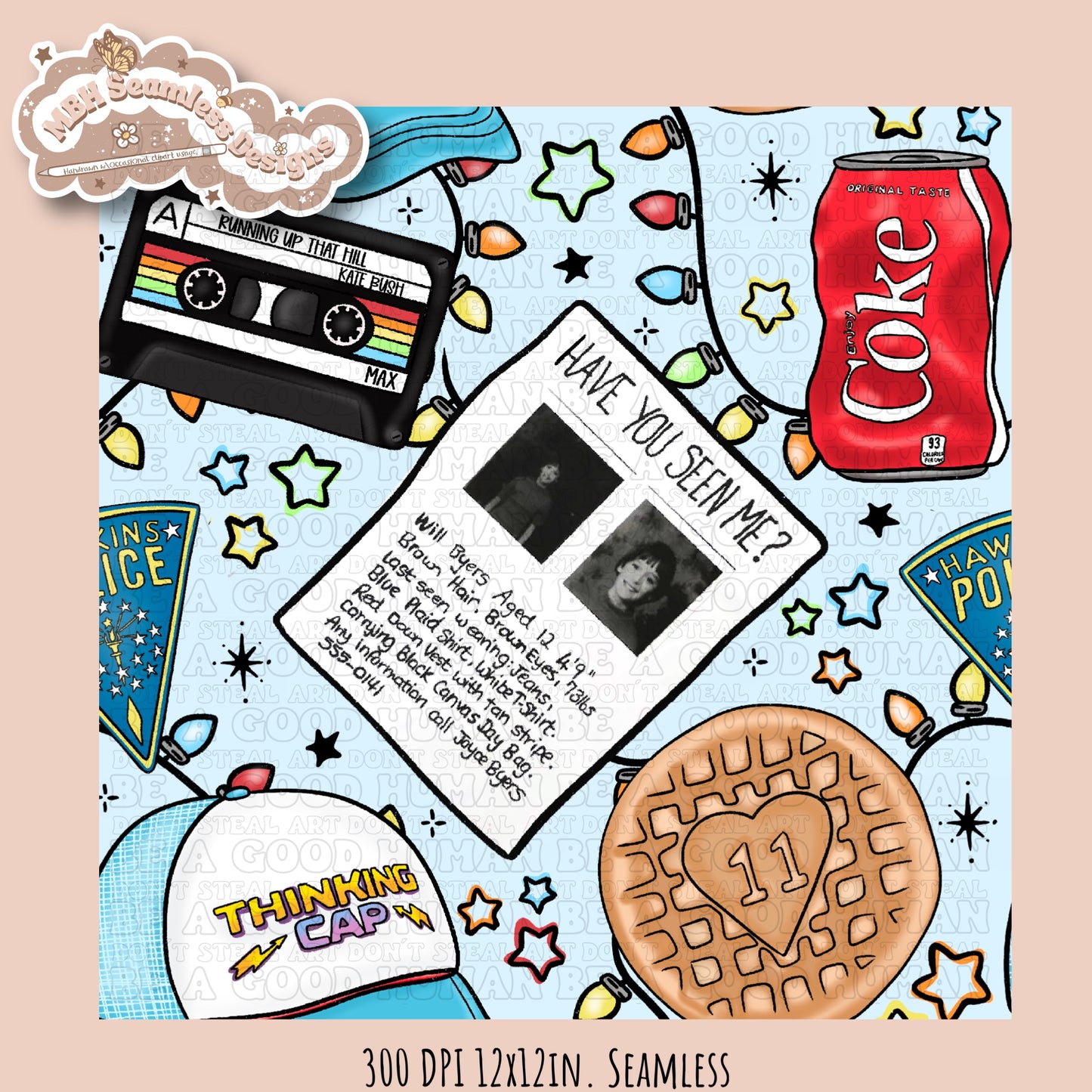 Stranger Things Lights Seamless Pattern // PNG // Multiple Colorways