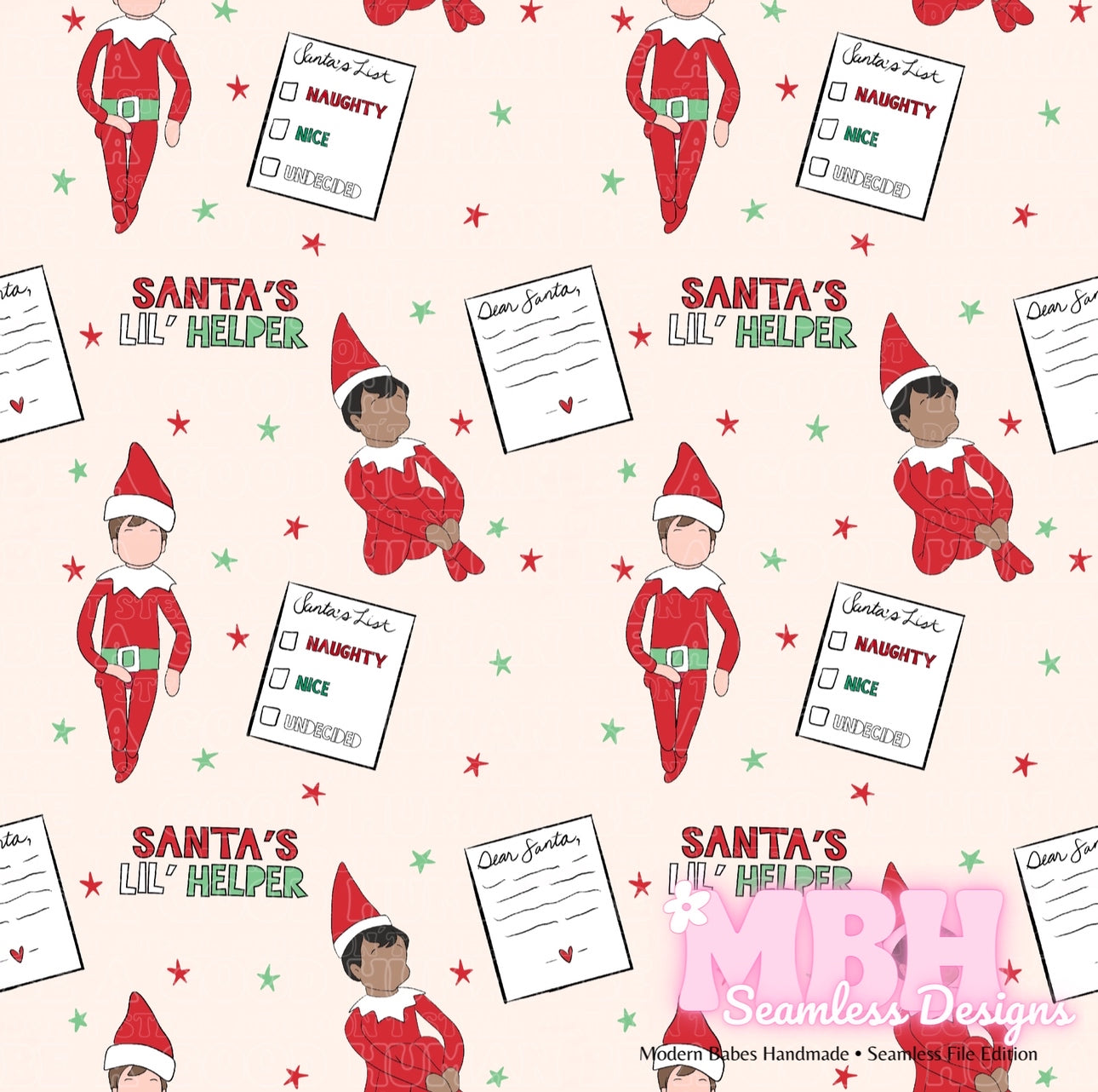 Elf on the Shelf Little Helper Seamless Pattern