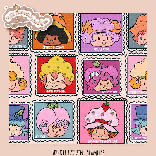 Strawberry Shortcake & Friends Patchwork Seamless Pattern • Multiple Colorways