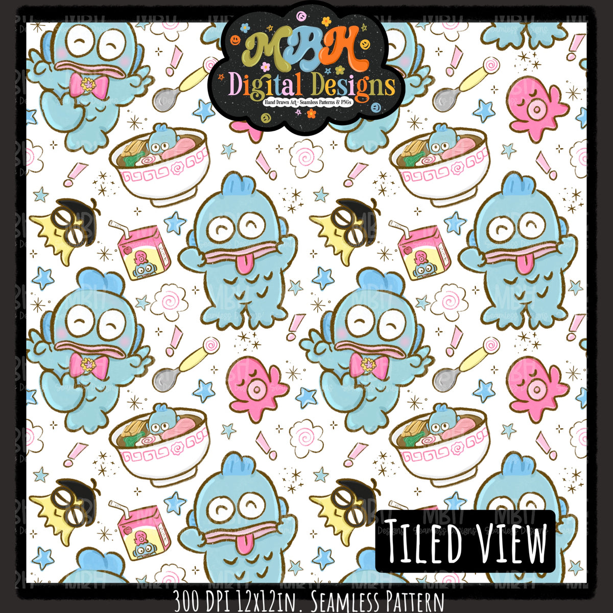 Hangyodon Seamless Pattern // PNG // Assorted Colorways