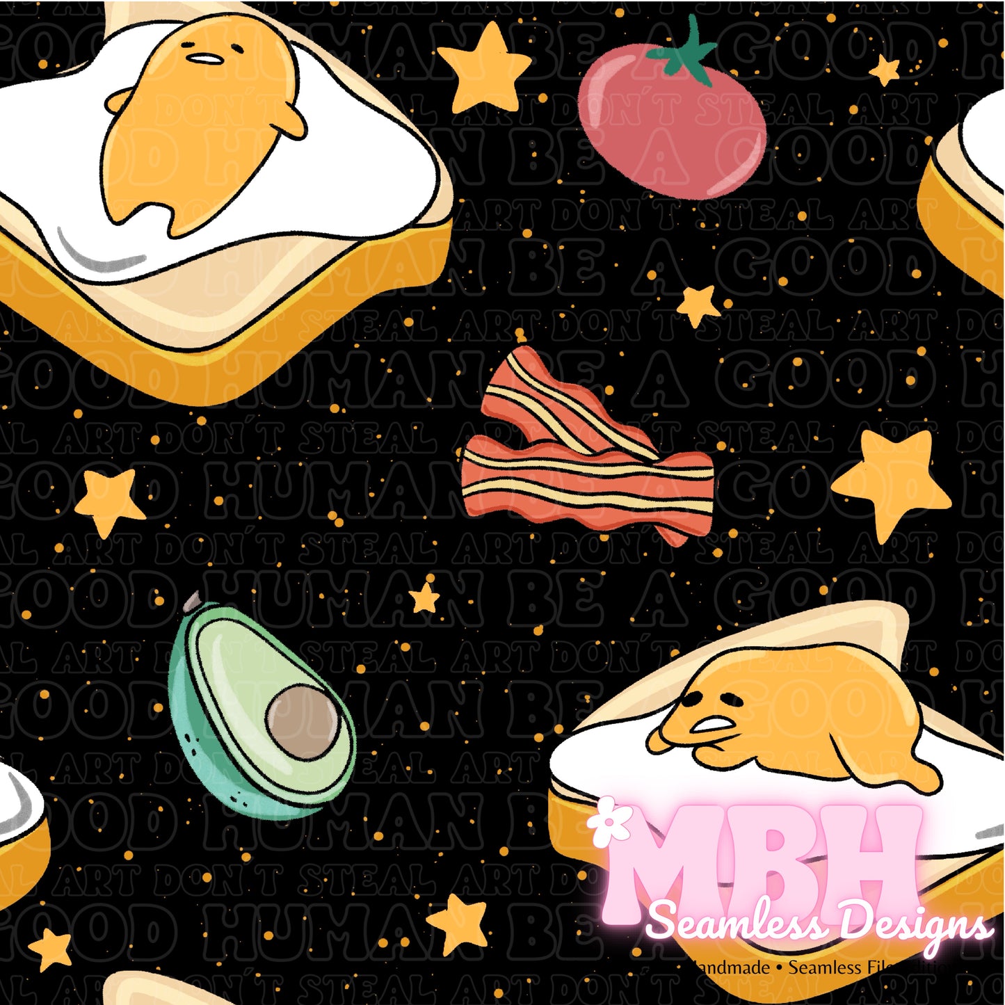 Gudetama Toast Seamless Pattern MULTIPLE COLORWAYS