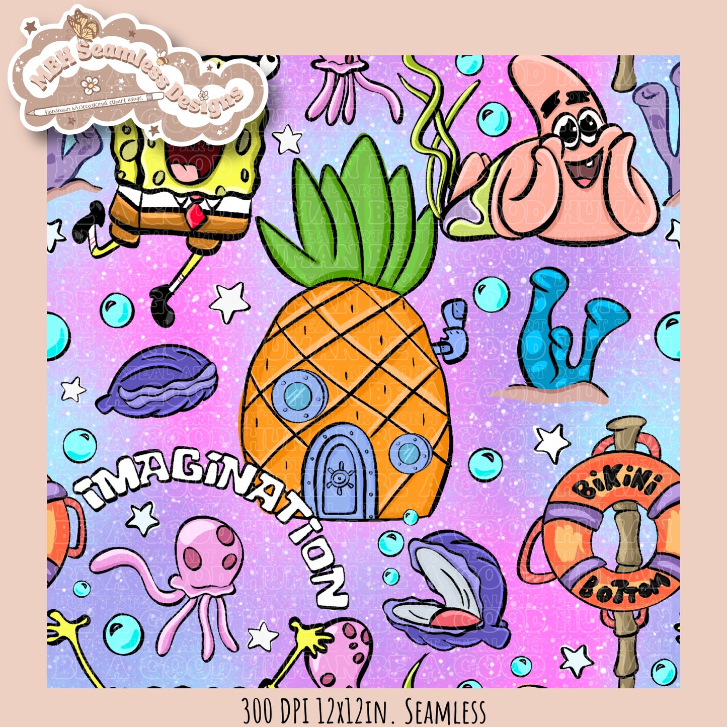 SquarePants Imagination Seamless Pattern MULTIPLE COLORWAYS