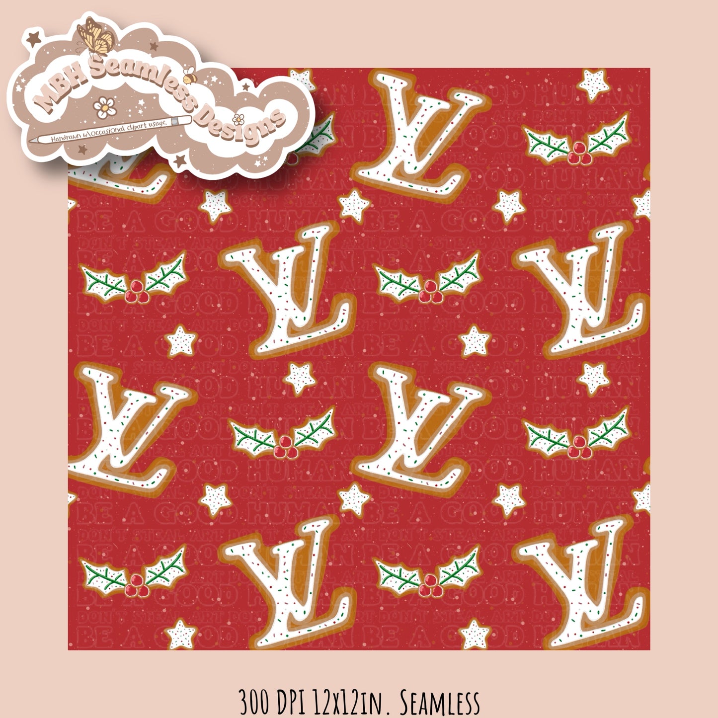 Boujee Gingerbread Cookies Seamless Pattern MULTIPLE COLORWAYS