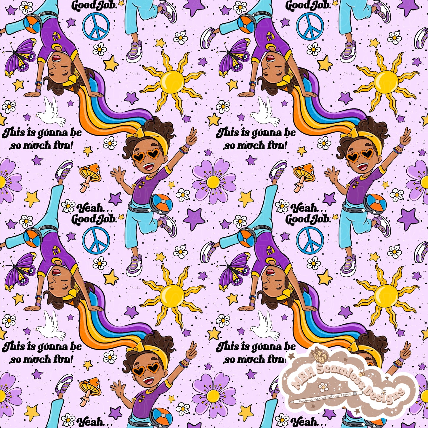 Groovy Meekah Seamless Pattern MULTIPLE COLORWAYS