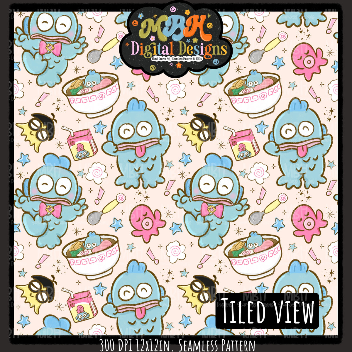 Hangyodon Seamless Pattern // PNG // Assorted Colorways