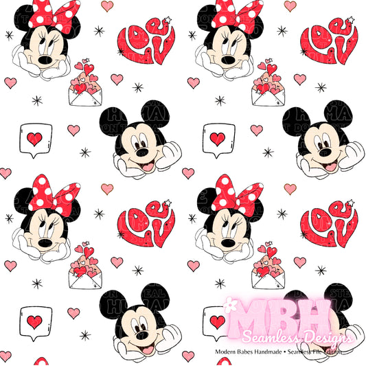 Mouse Love Seamless Pattern