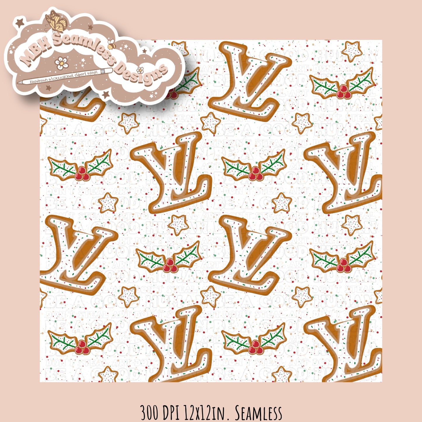 Boujee Gingerbread Cookies Seamless Pattern MULTIPLE COLORWAYS