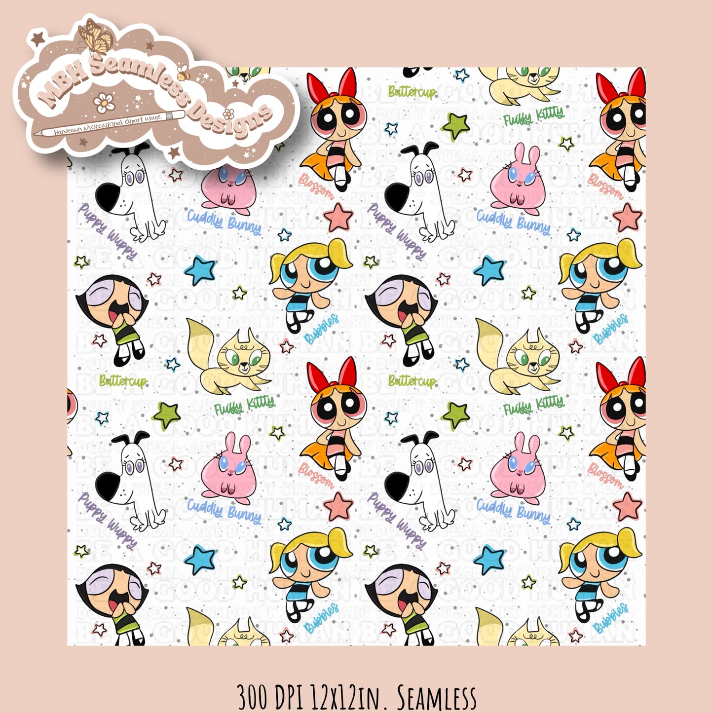 PPG Fluffy Bunch Seamless Pattern MULTIPLE COLORWAYS