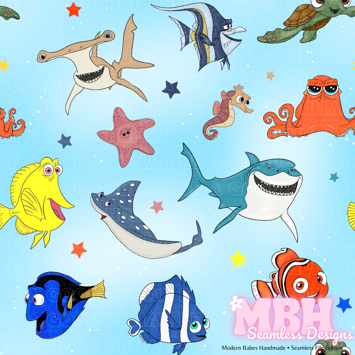 Nemo Repeated Pattern Nemo & Friends Names Seamless Pattern – MBH Seamless Designs